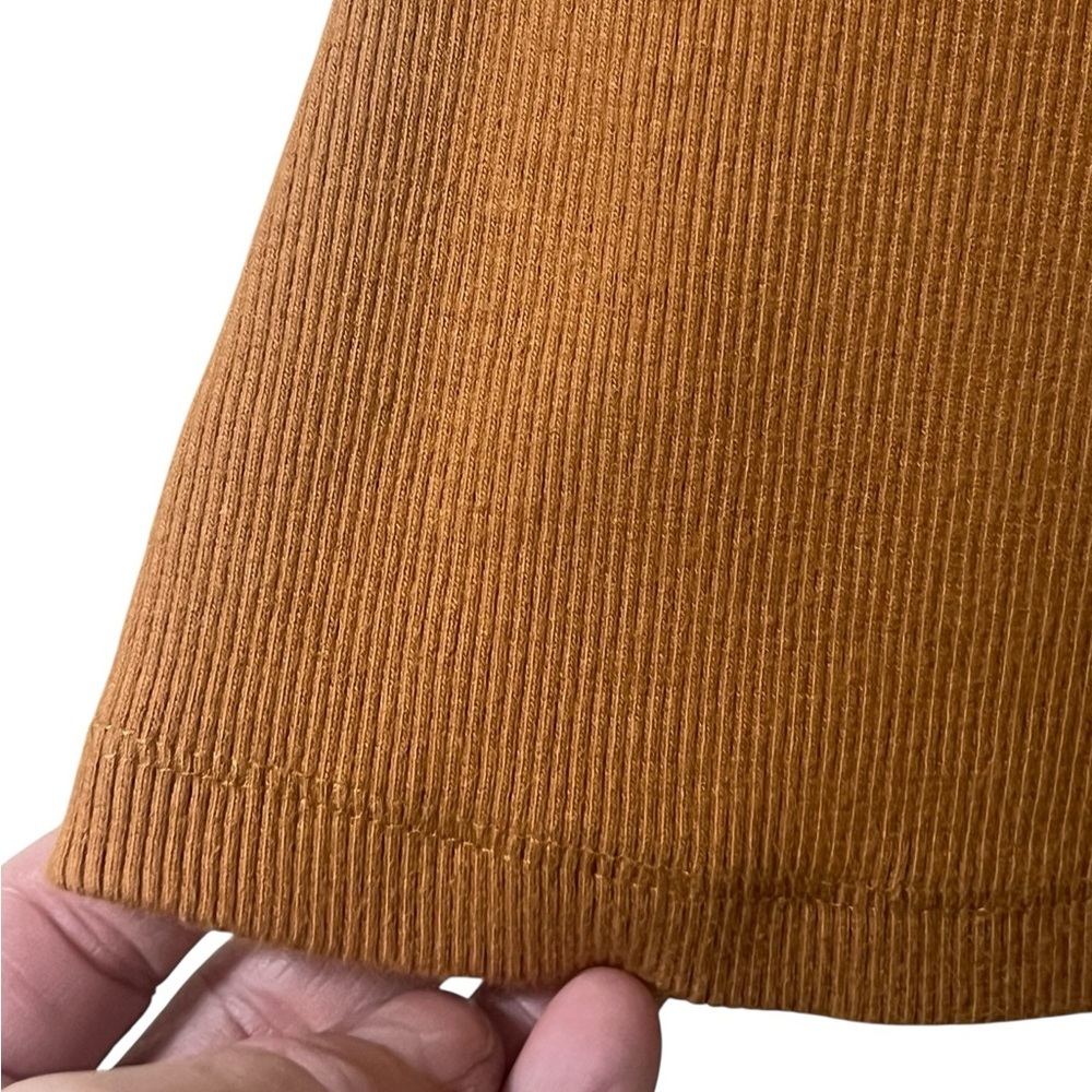 Anthropologie Maeve camel ribbed half sleeve mock neck top - Picture 7 of 10